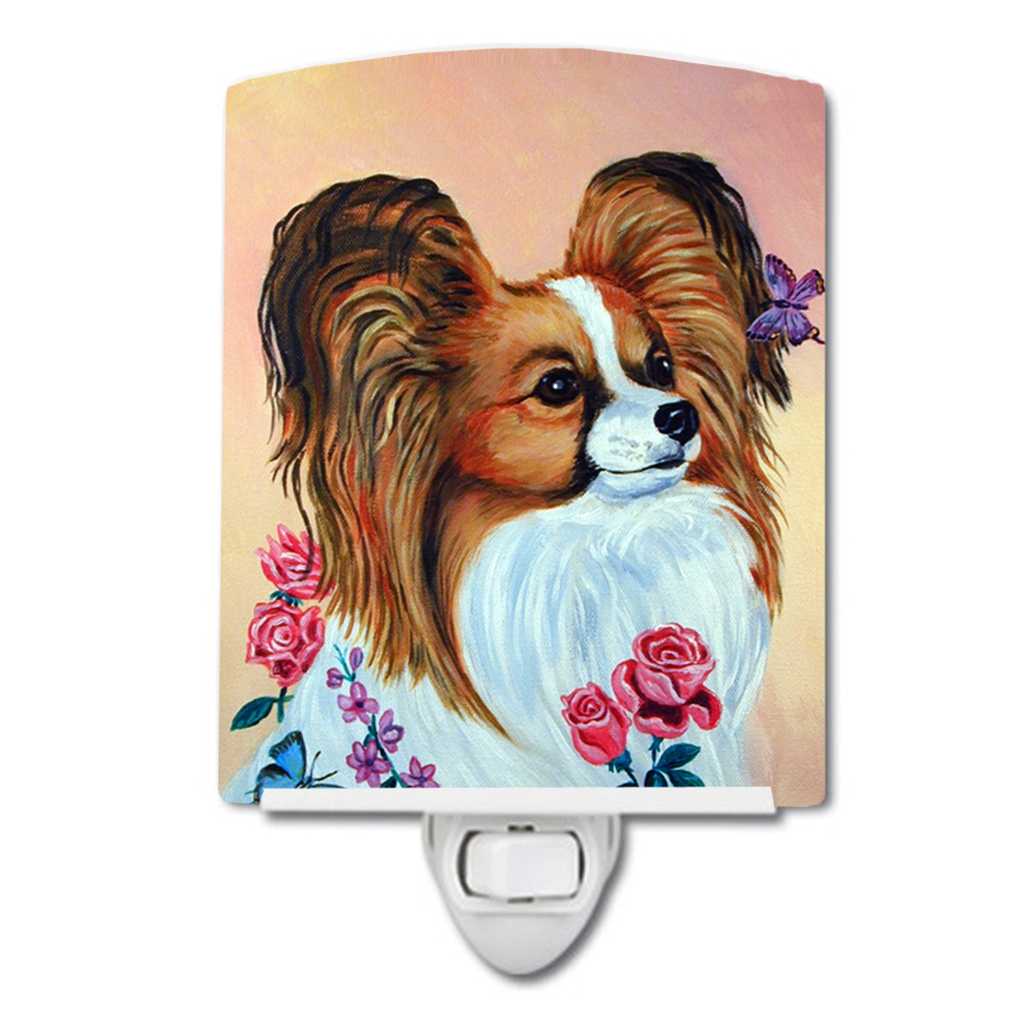  inchCarolines Treasures Papillon Rose Ceramic Night Light, 6x4, Multicolor inch