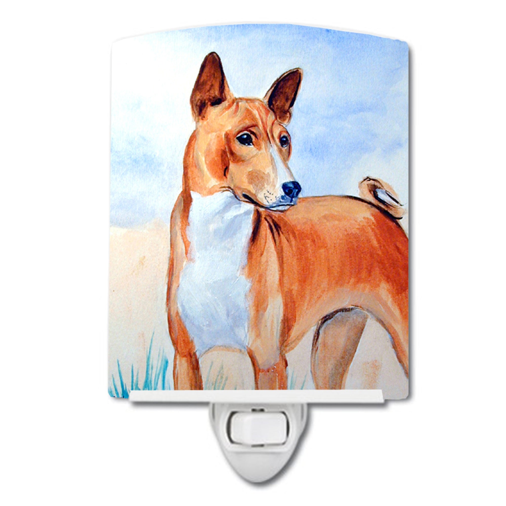  inchCarolines Treasures Red and White Basenji Ceramic Night Light, 6x4, Multicolor inch