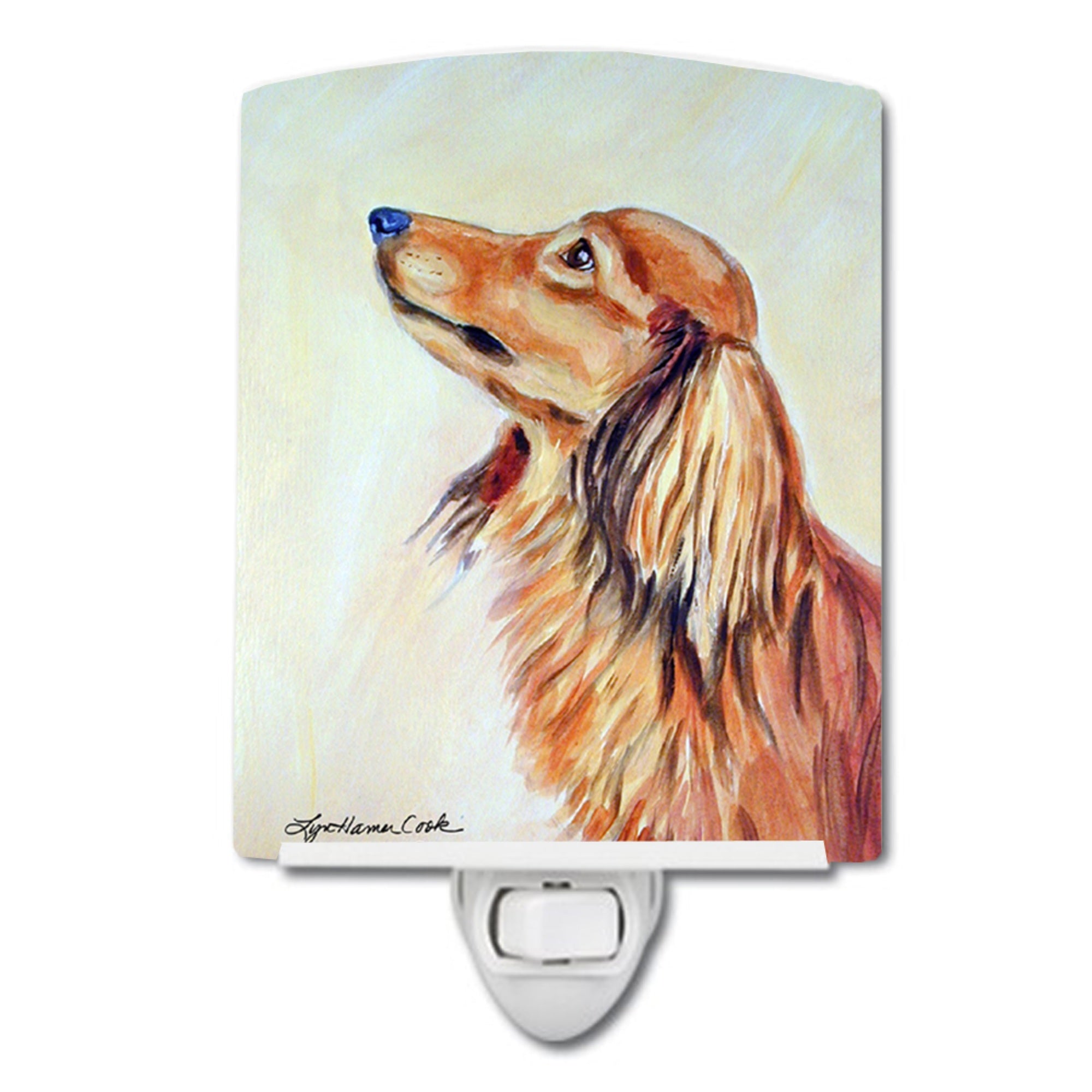  inchCarolines Treasures Long Haired Red Dachshund Ceramic Night Light, 6x4, Multicolor inch
