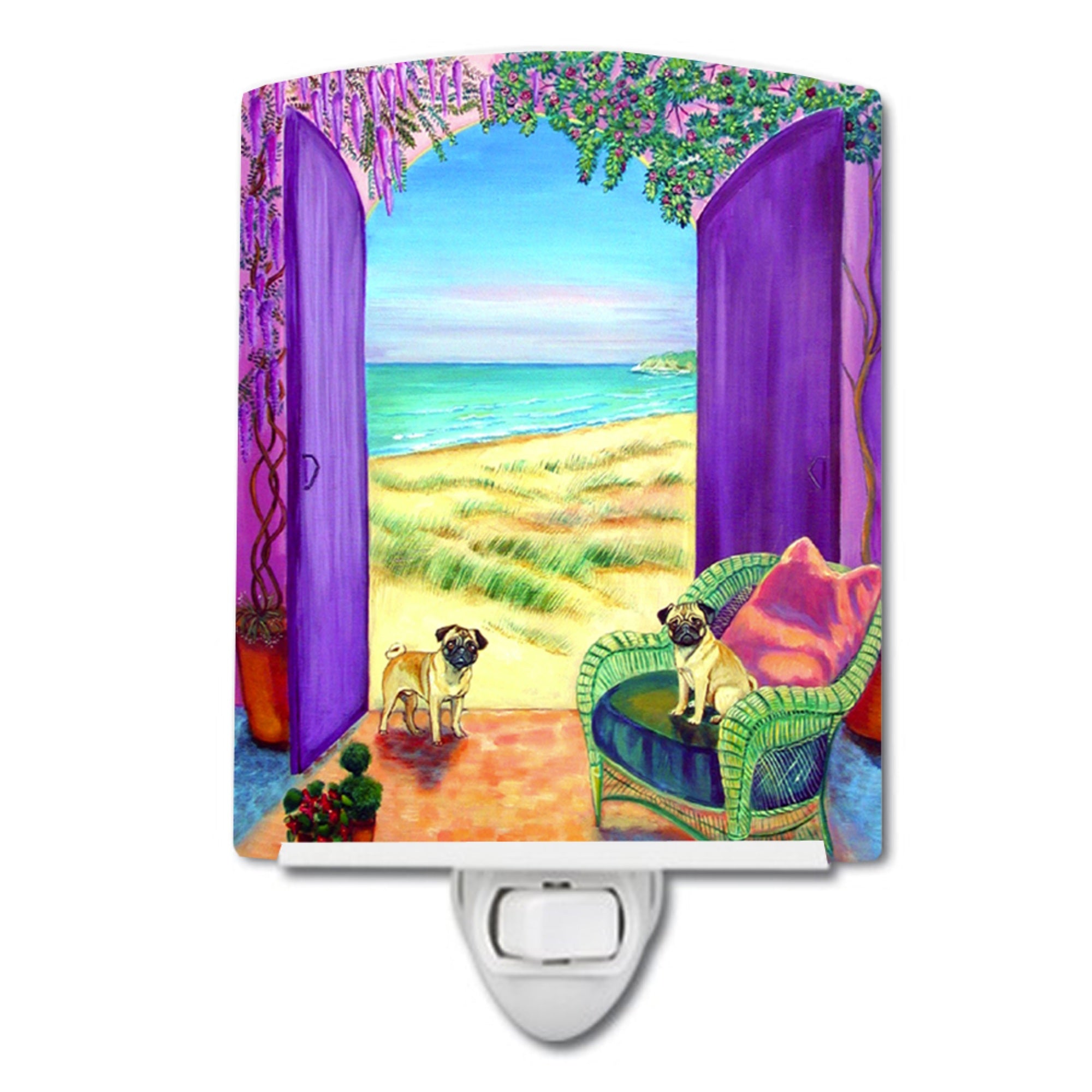  inchCarolines Treasures Pug Lets go Outside Ceramic Night Light, 6x4, Multicolor inch