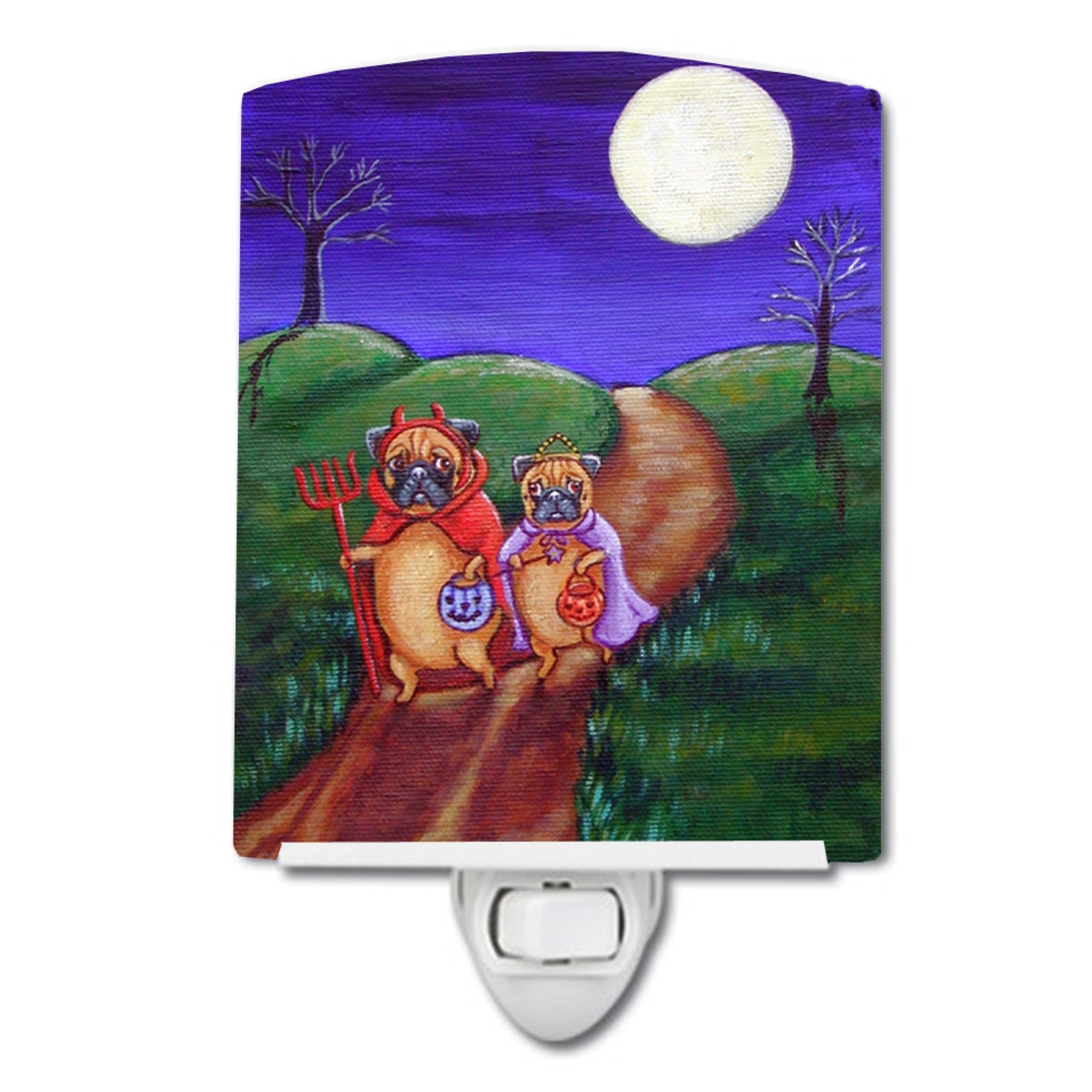  inchCarolines Treasures Trick or Treat Halloween Pug Ceramic Night Light, 6x4, Multicolor inch