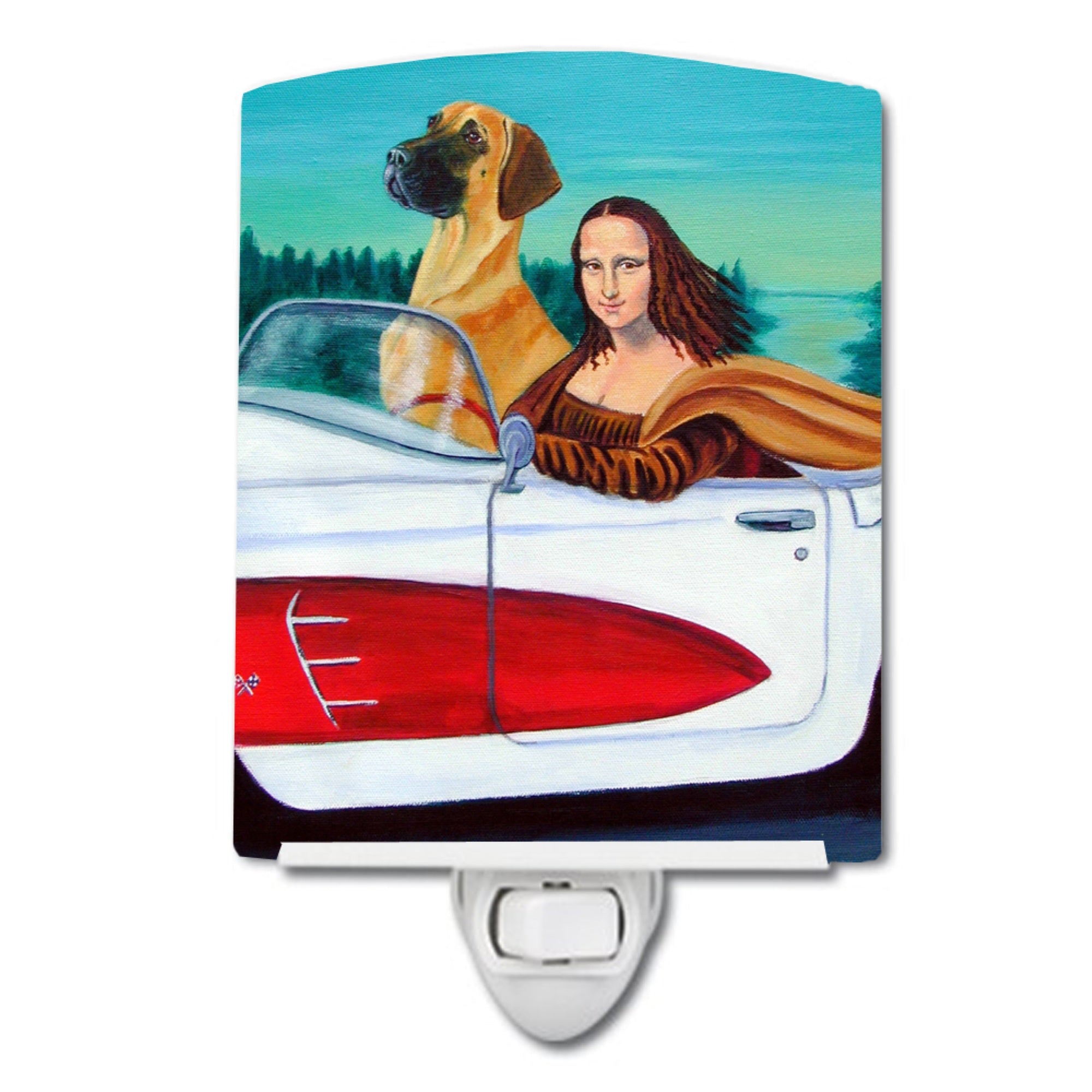  inchCarolines Treasures Dane with Mona Lisa Ceramic Night Light, 6x4, Multicolor inch