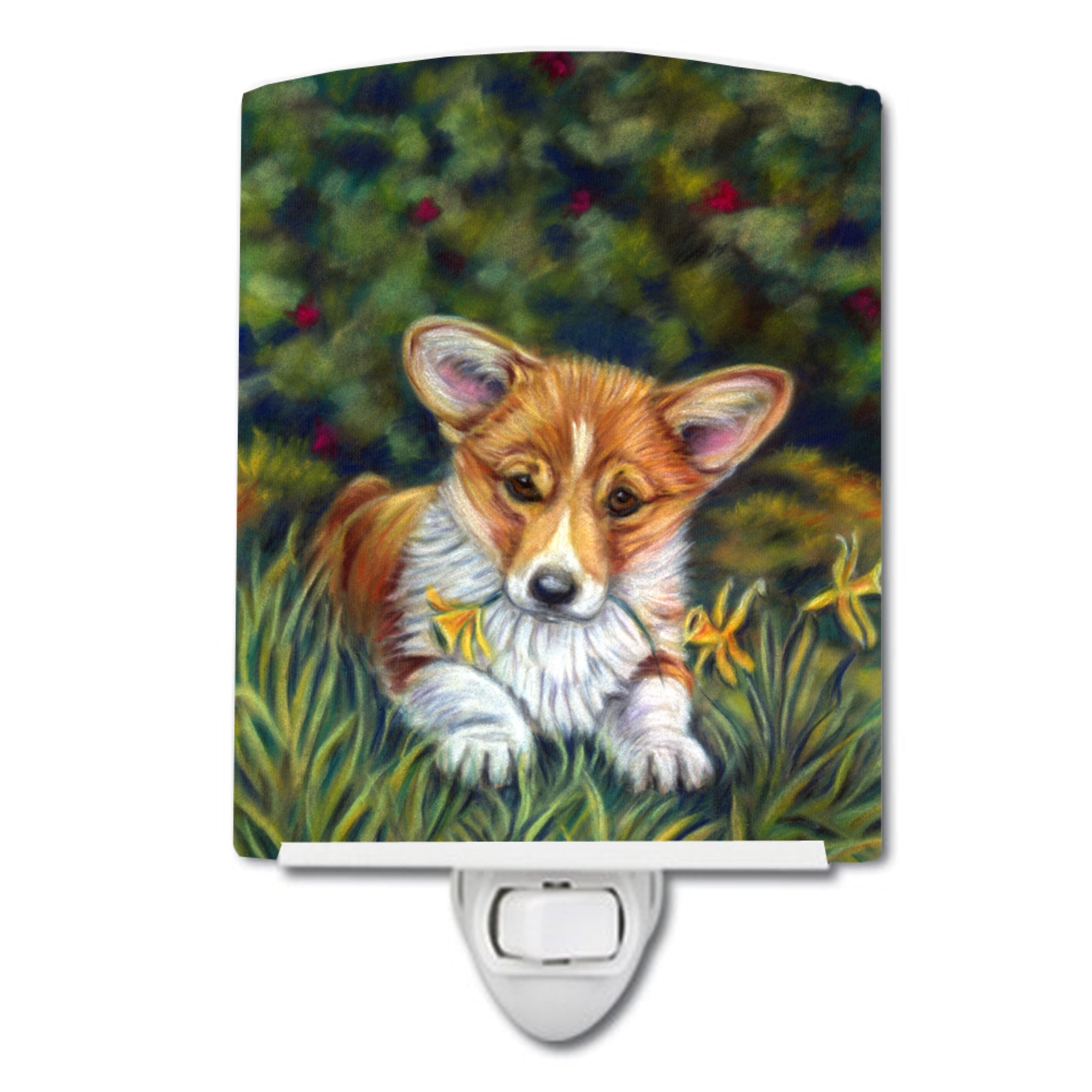  inchCarolines Treasures Corgi Pup and Daffodils Ceramic Night Light, 6x4, Multicolor inch