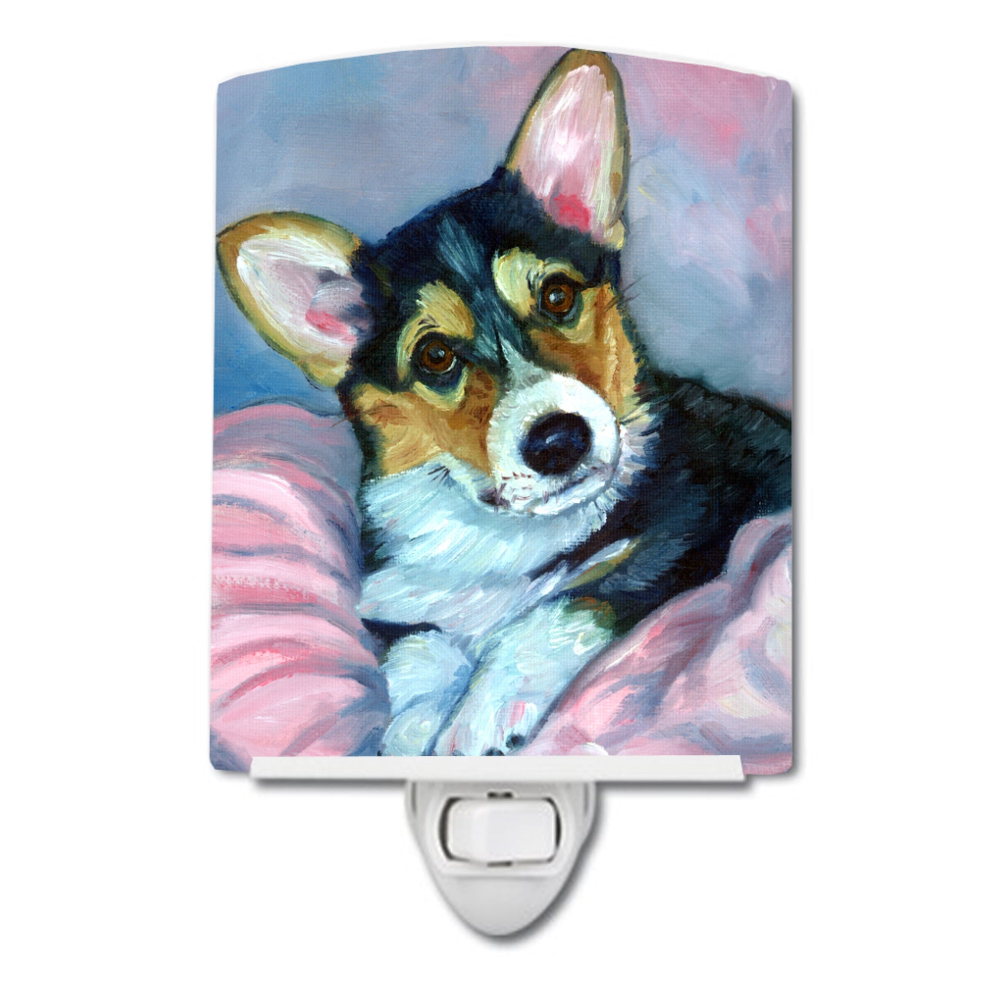  inchCarolines Treasures Corgi Puppy with pink blanket Ceramic Night Light, 6x4, Multicolor inch