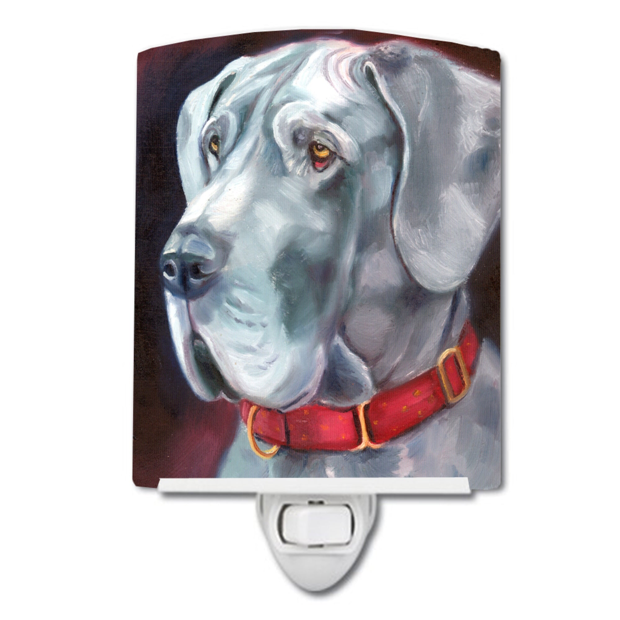  inchCarolines Treasures Dane Natural Ears Red Collar Ceramic Night Light, 6x4, Multicolor inch