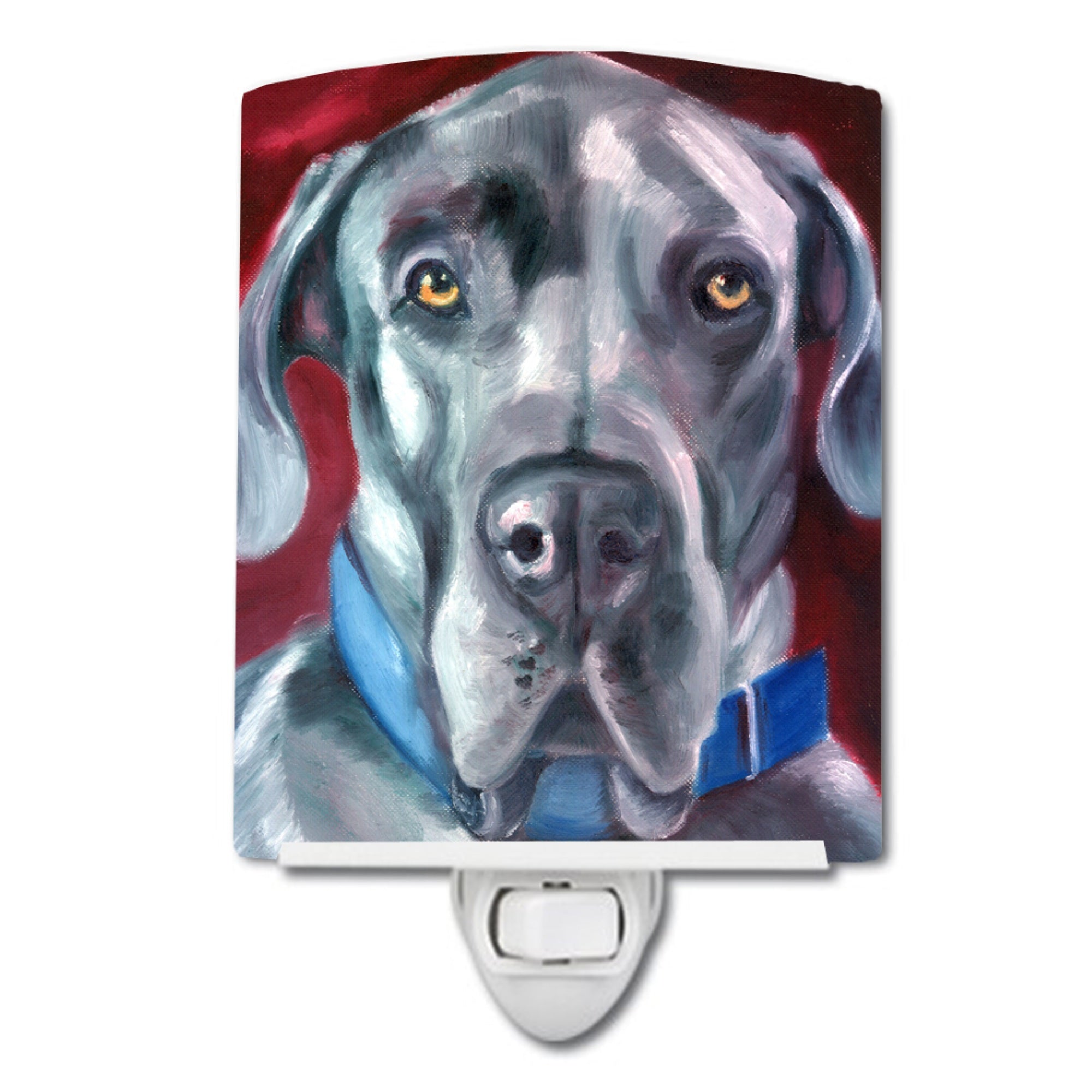 inchCarolines Treasures Dane Natural Ears Blue Collar Ceramic Night Light, 6x4, Multicolor inch