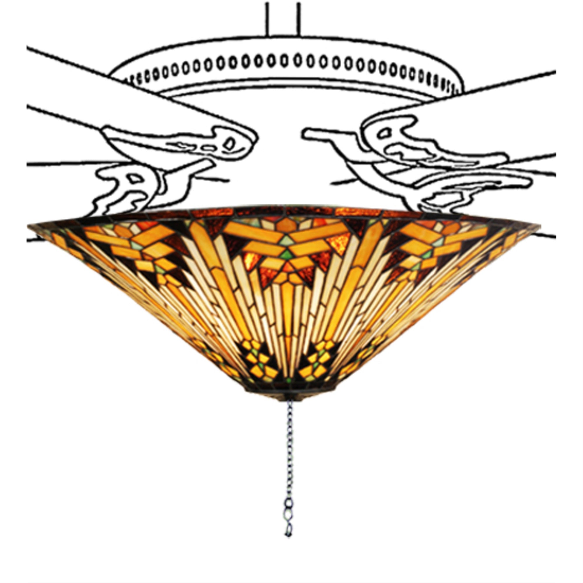 17 inchW NUEVO Mission Fan Light Fixture