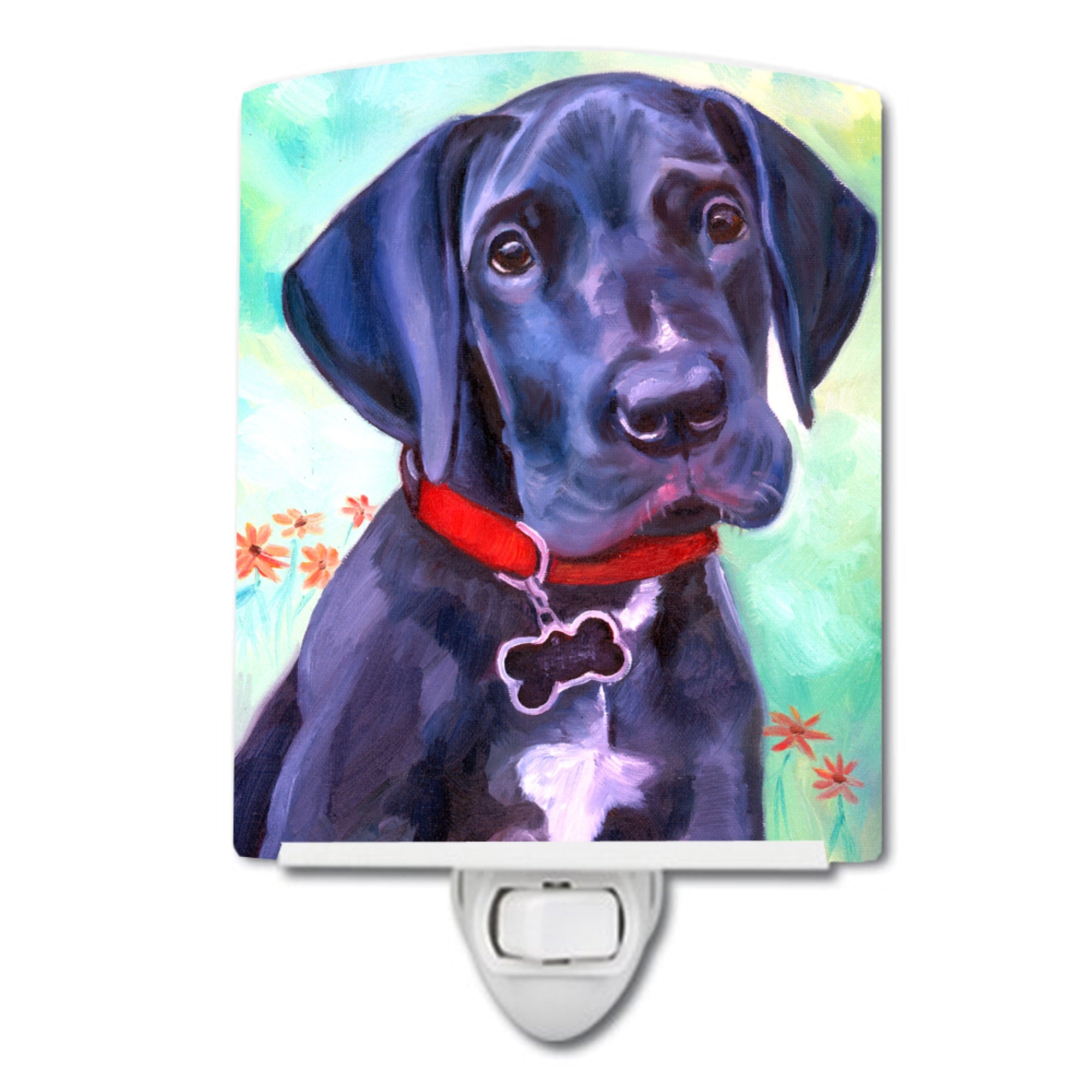  inchCarolines Treasures Dane Natural Ears Black Pup Ceramic Night Light, 6x4, Multicolor inch
