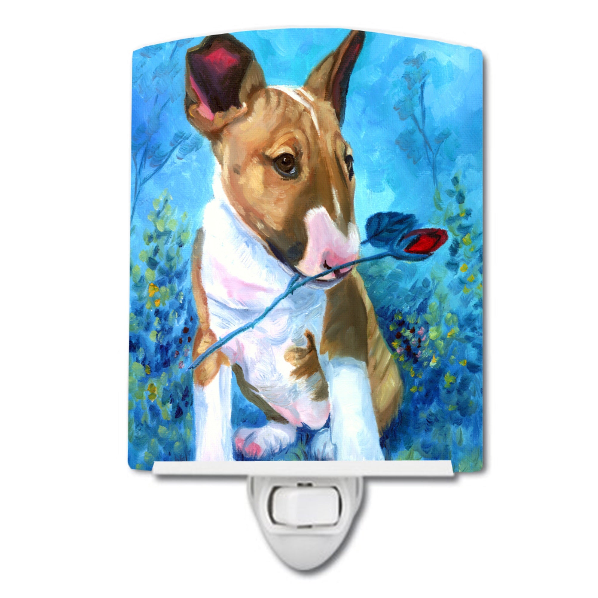 inchCarolines Treasures Bull Terrier Rose for Mom Ceramic Night Light, 6x4, Multicolor inch
