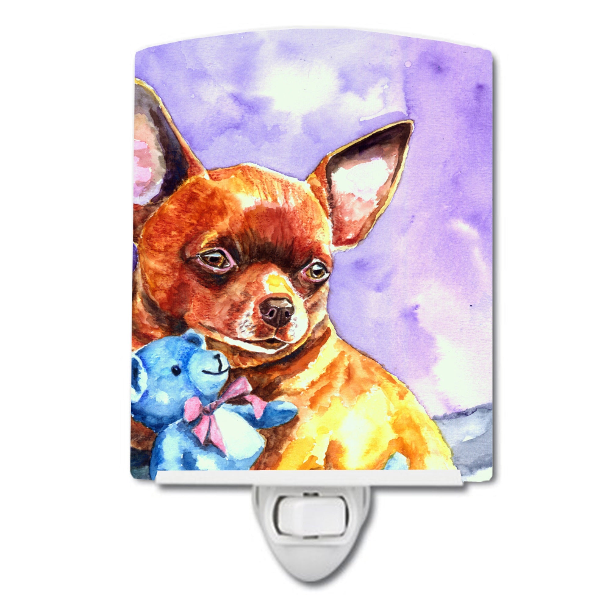  inchCarolines Treasures Chihuahua with Teddy Bear Ceramic Night Light, 6x4, Multicolor inch