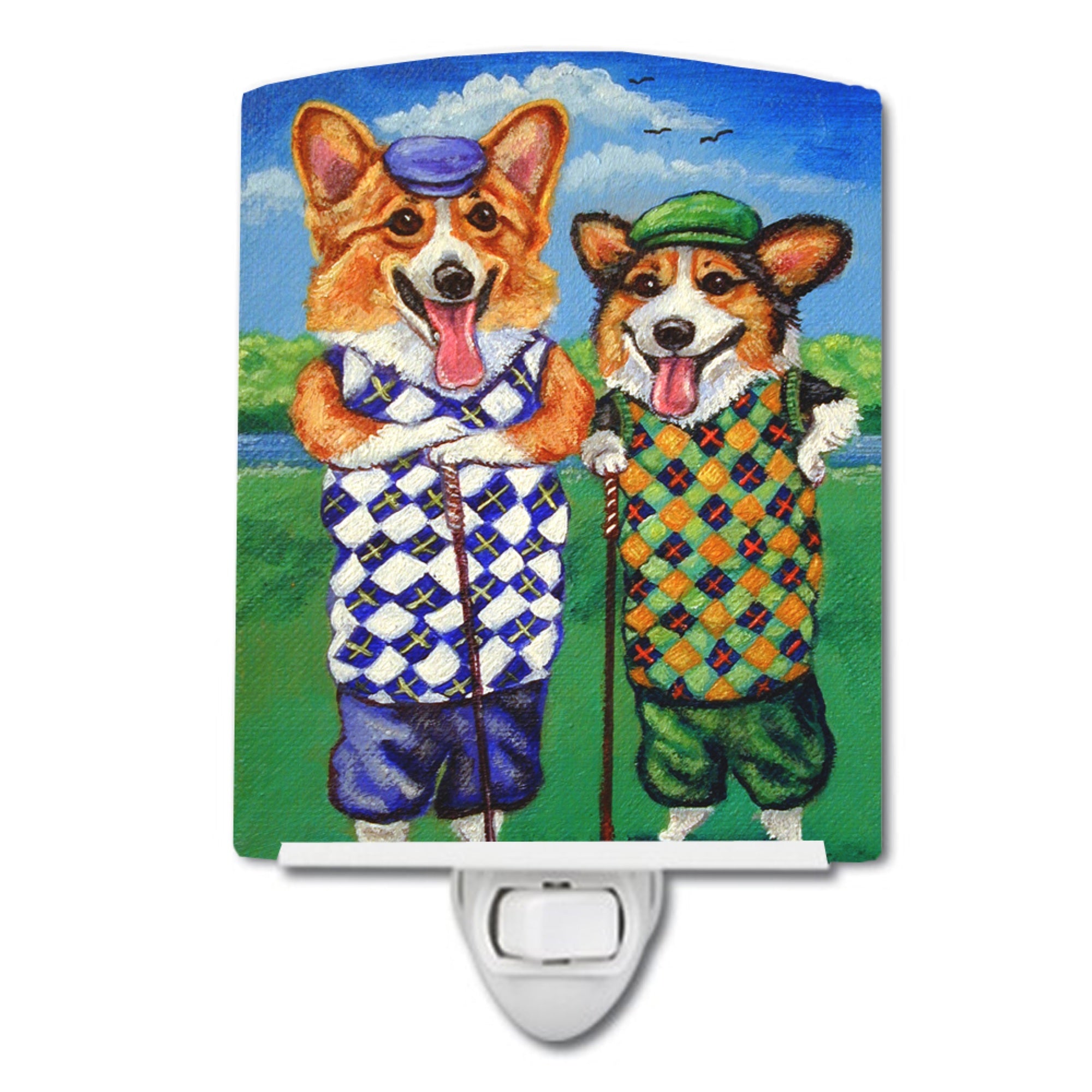  inchCarolines Treasures Corgi Golfers Ceramic Night Light, 6x4, Multicolor inch