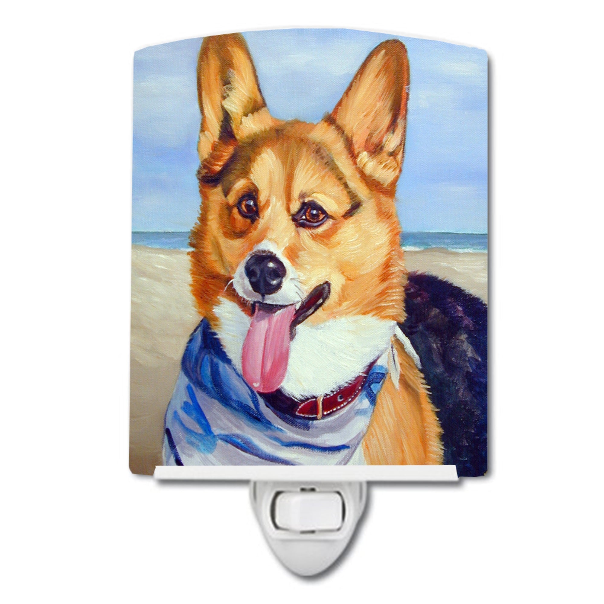  inchCarolines Treasures Corgi Beach Bandana Ceramic Night Light, 6x4, Multicolor inch