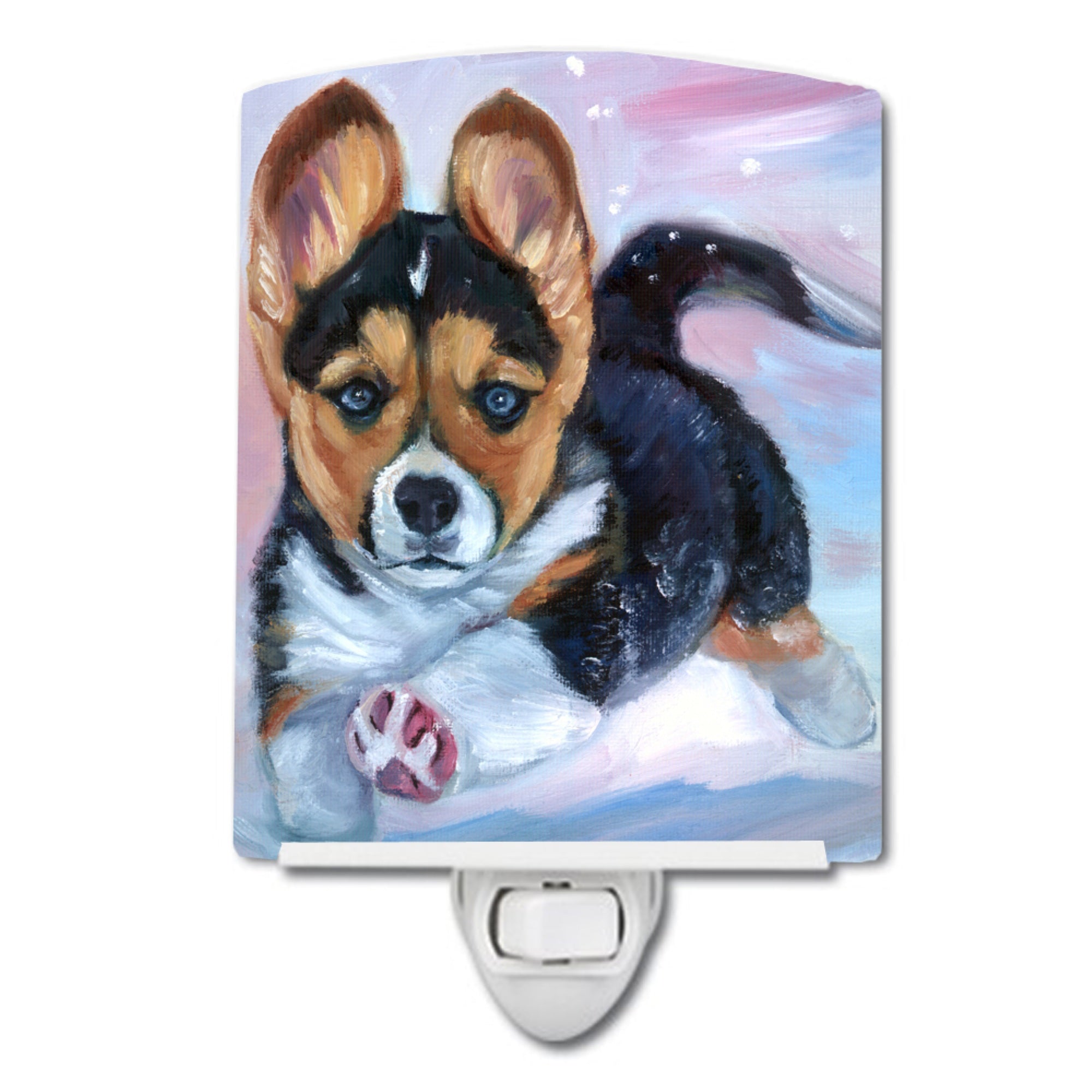  inchCarolines Treasures Puppy Chase Corgi Ceramic Night Light, 6x4, Multicolor inch