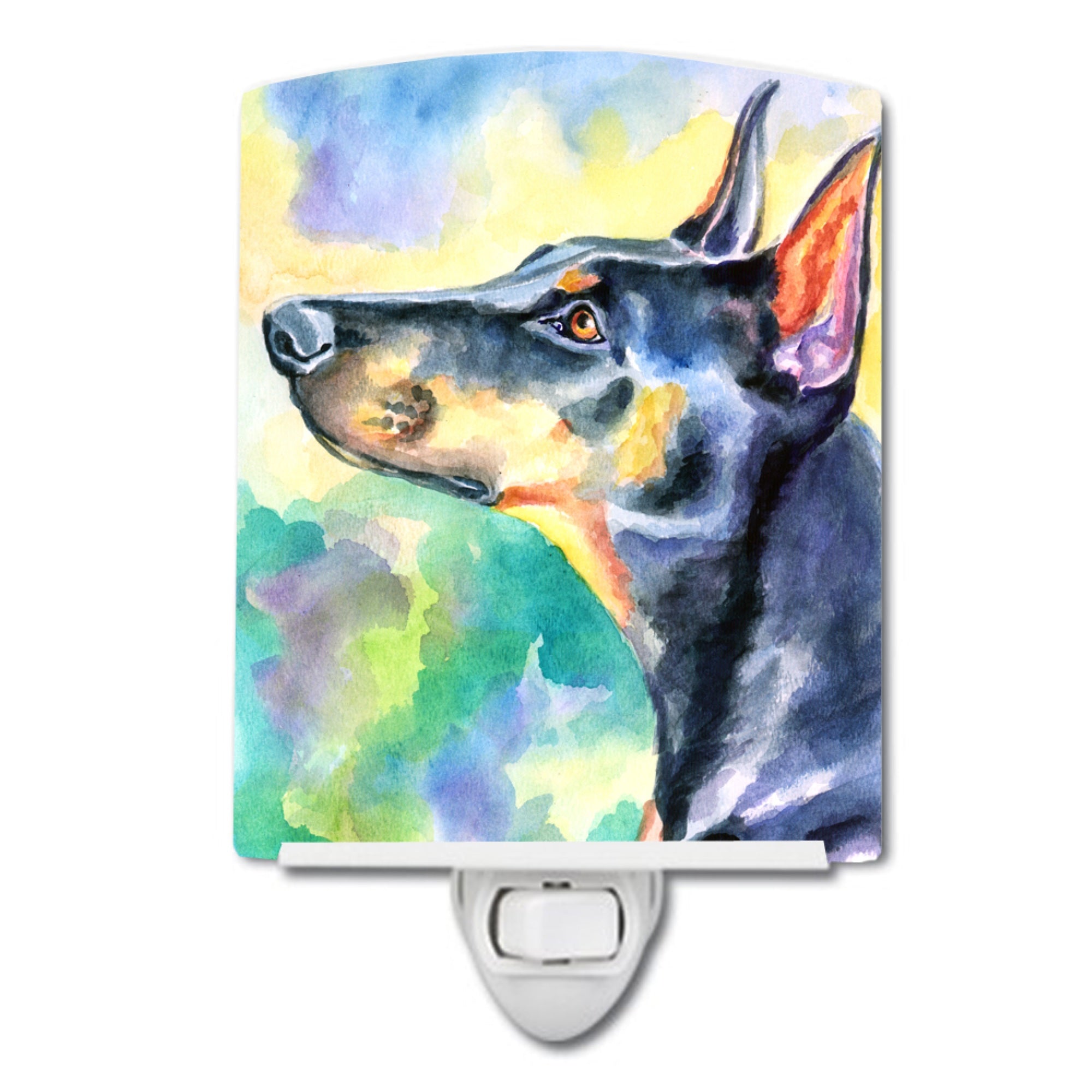  inchCarolines Treasures Watercolor Doberman Ceramic Night Light, 6x4, Multicolor inch