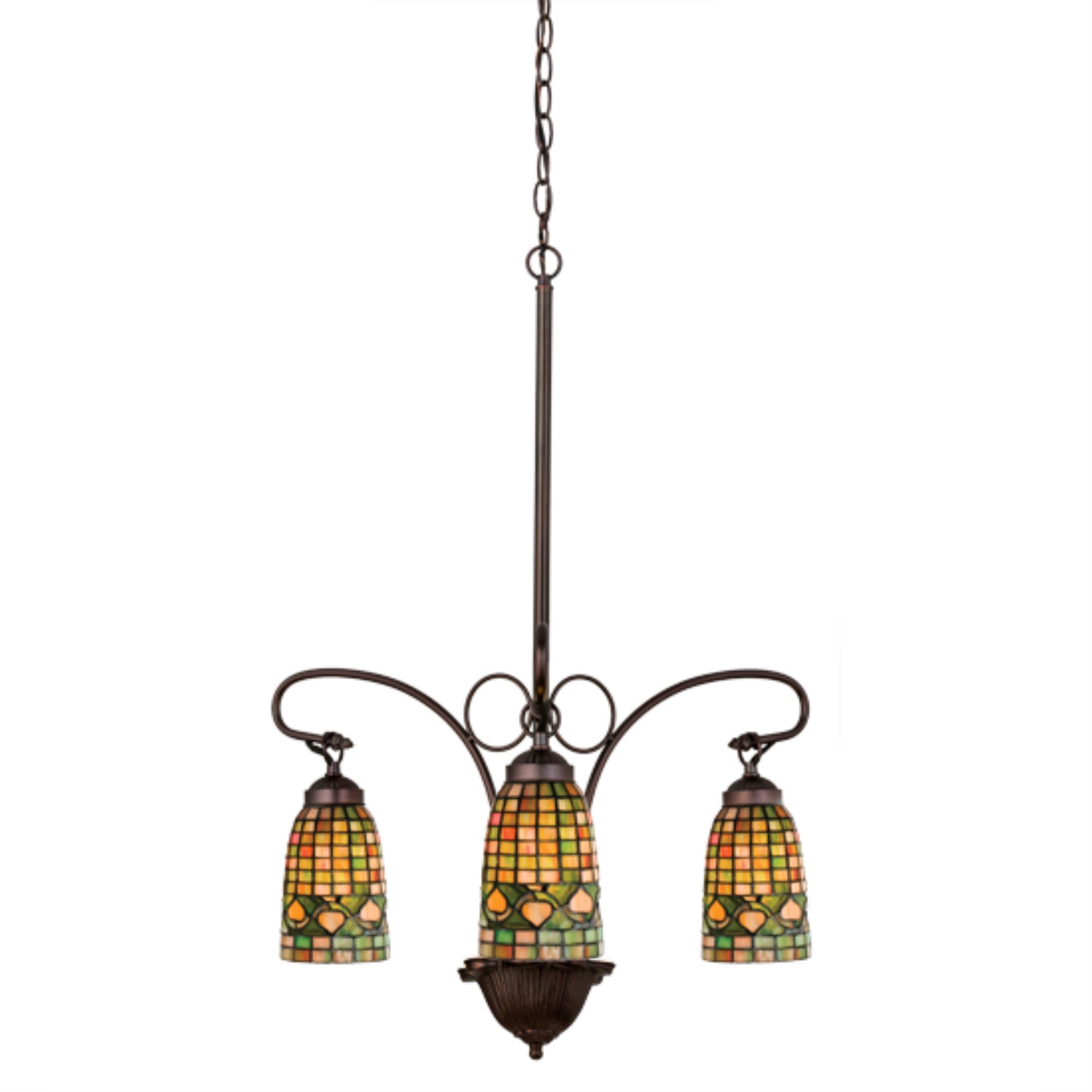24 inchW Tiffany Acorn 3 LT Chandelier