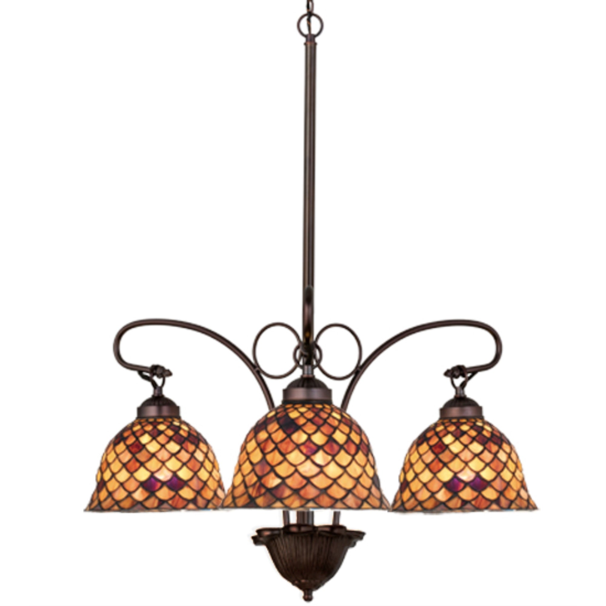 24 inchW Tiffany Fishscale 3 LT Chandelier