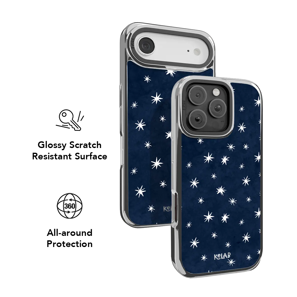 Starglimmer | Deep Blue Hand-Drawn Celestial Star iPhone Case
