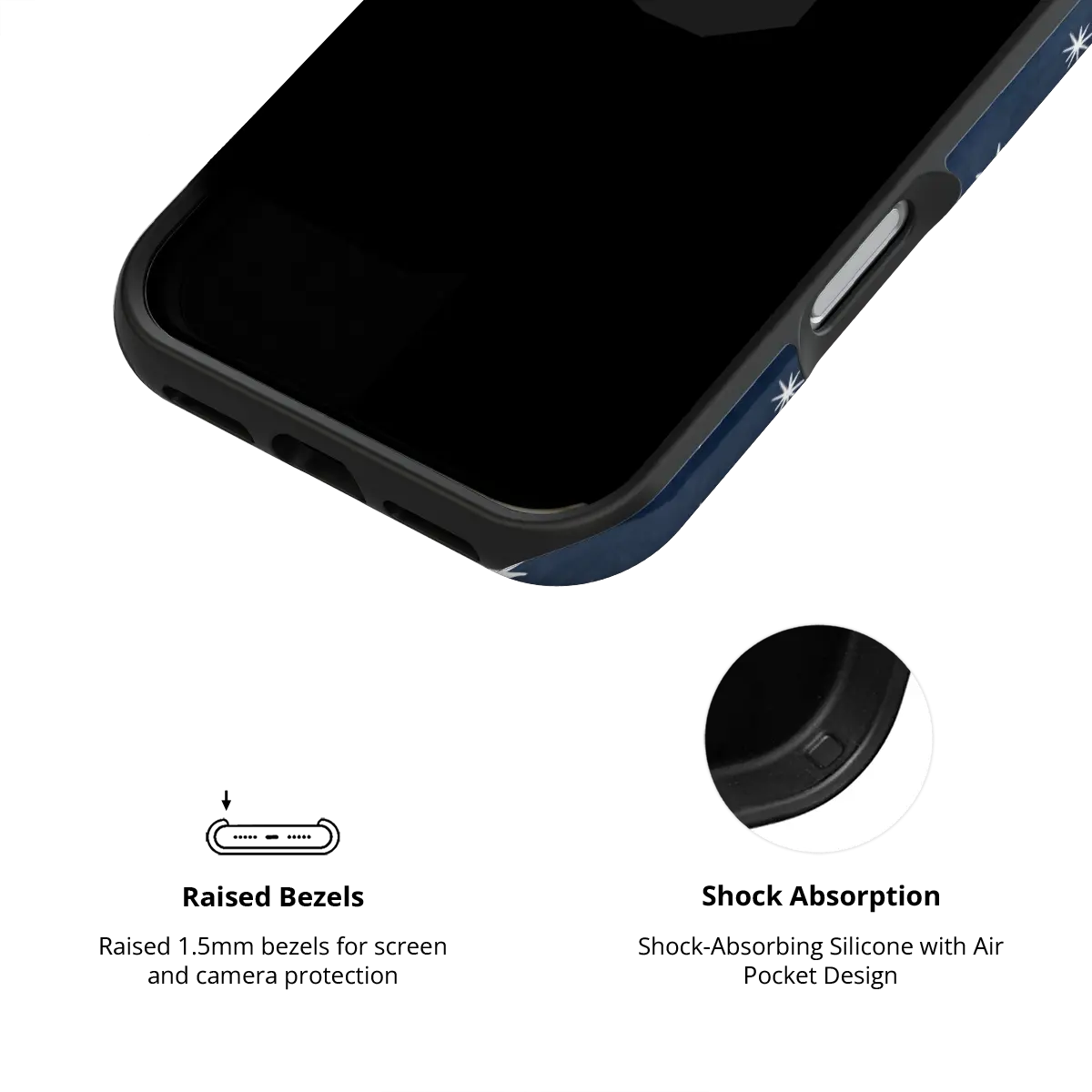 Starglimmer | Deep Blue Hand-Drawn Celestial Star iPhone Case