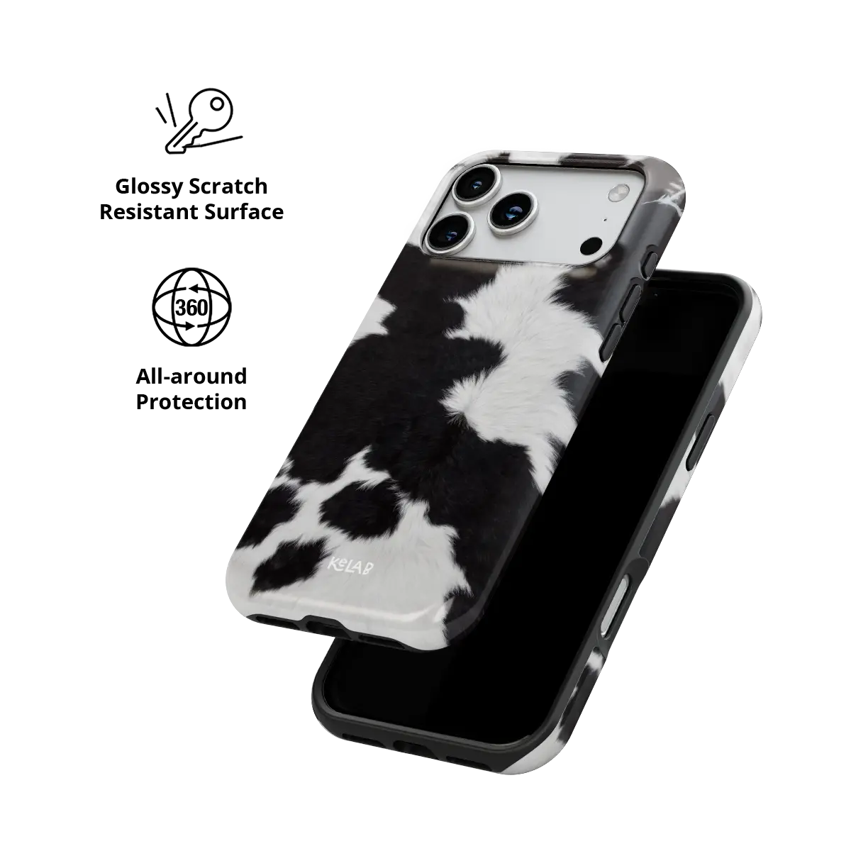 Cow Bell | Black & White Cow Print iPhone Case