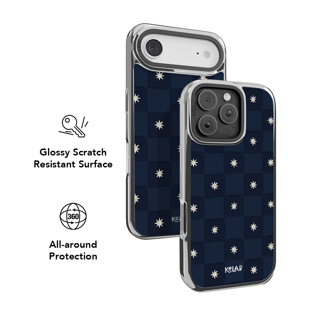 Celestial Check | Navy Checkered iPhone Case