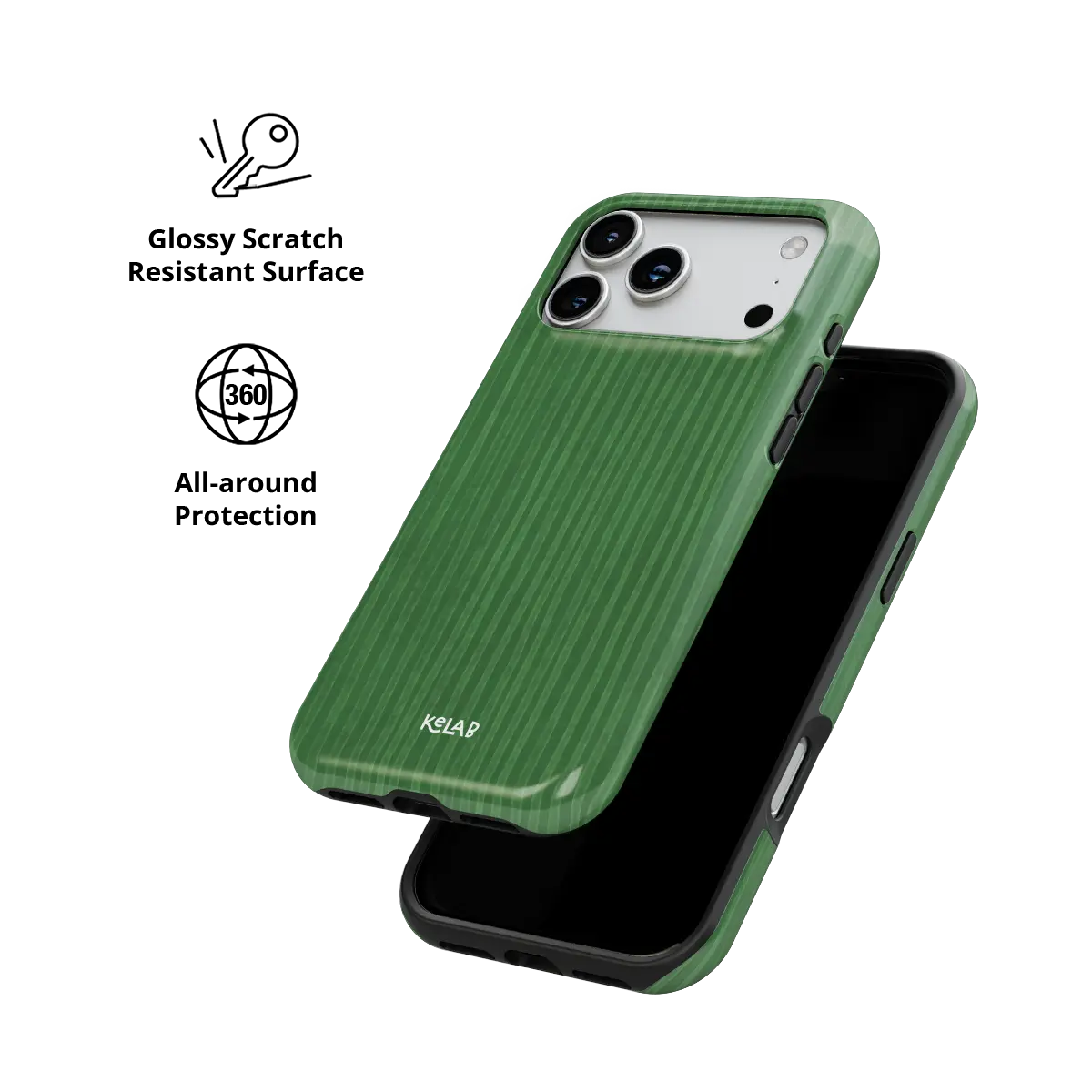 Emerald Drip | Green Stripe Pattern iPhone Case