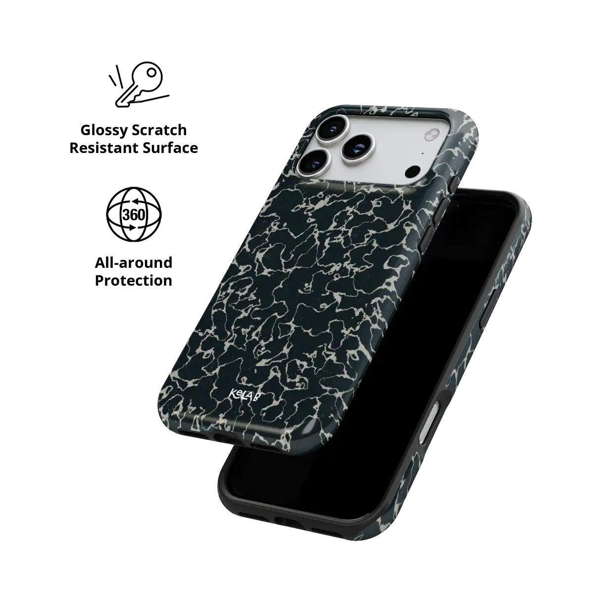Obsidian Vein | Abstract Black Marble iPhone Case
