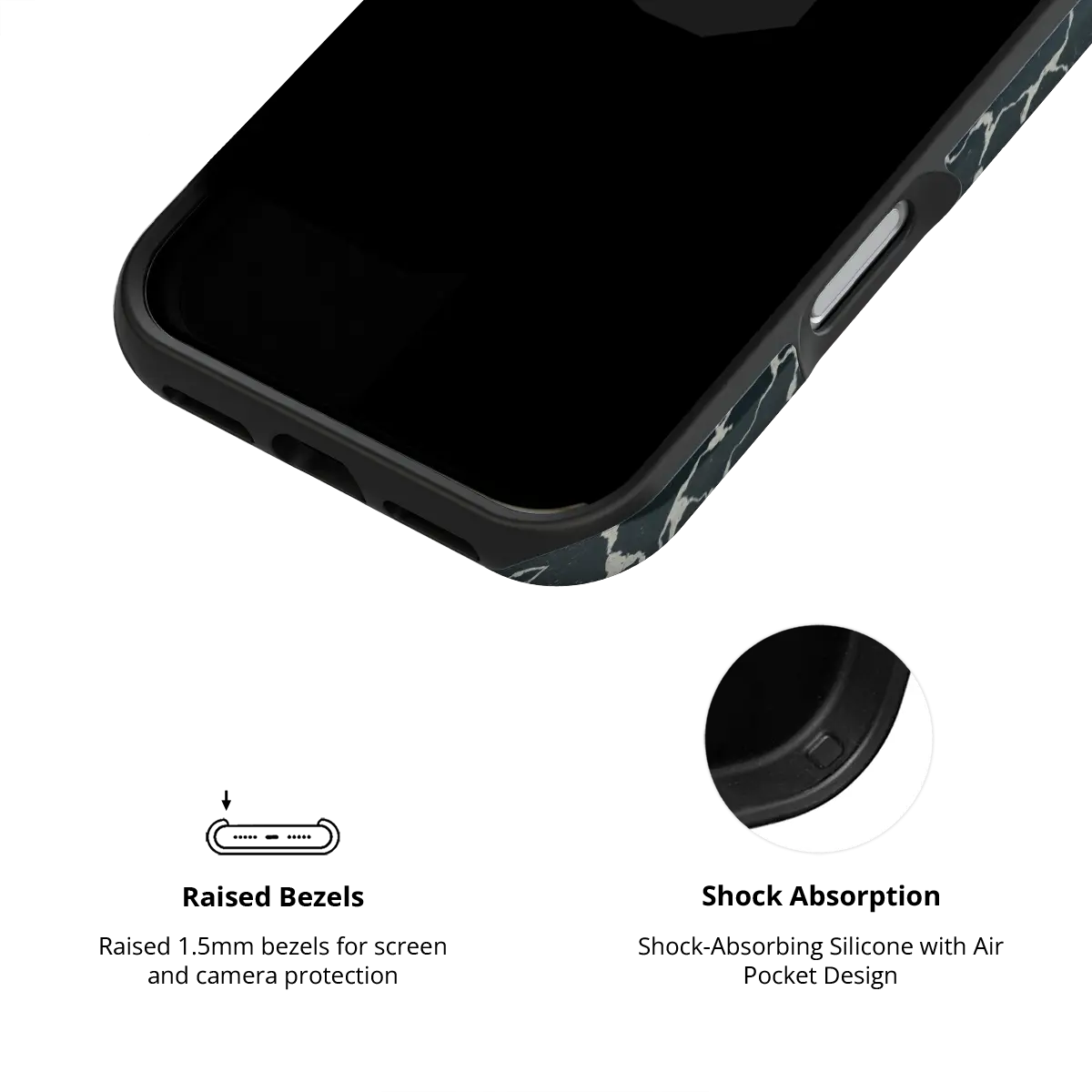 Obsidian Vein | Abstract Black Marble iPhone Case