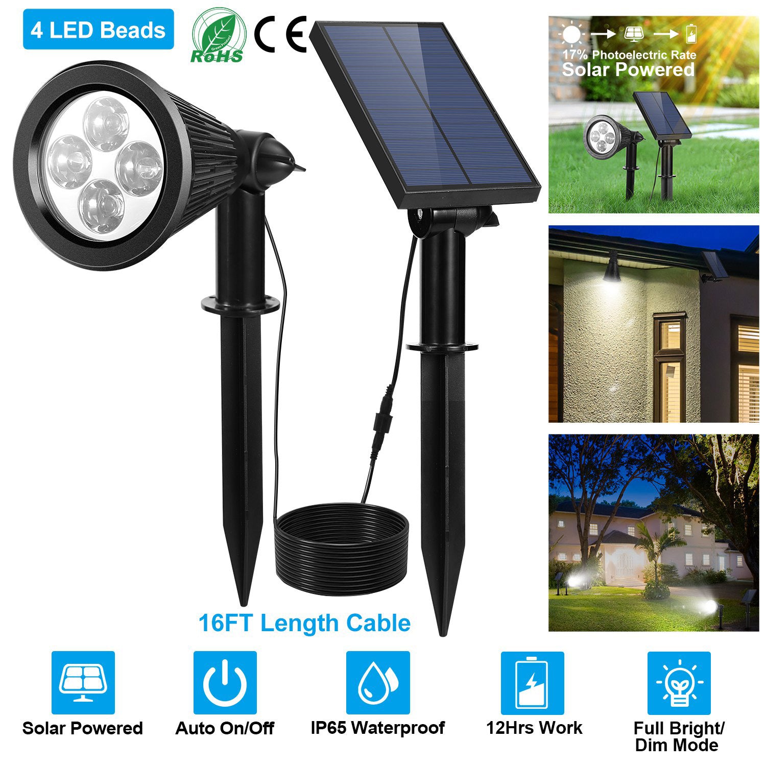 Solarek Led Solar Security Motion Sensor Lights - Waterproof, Eco-Friendly For Outdoor Use