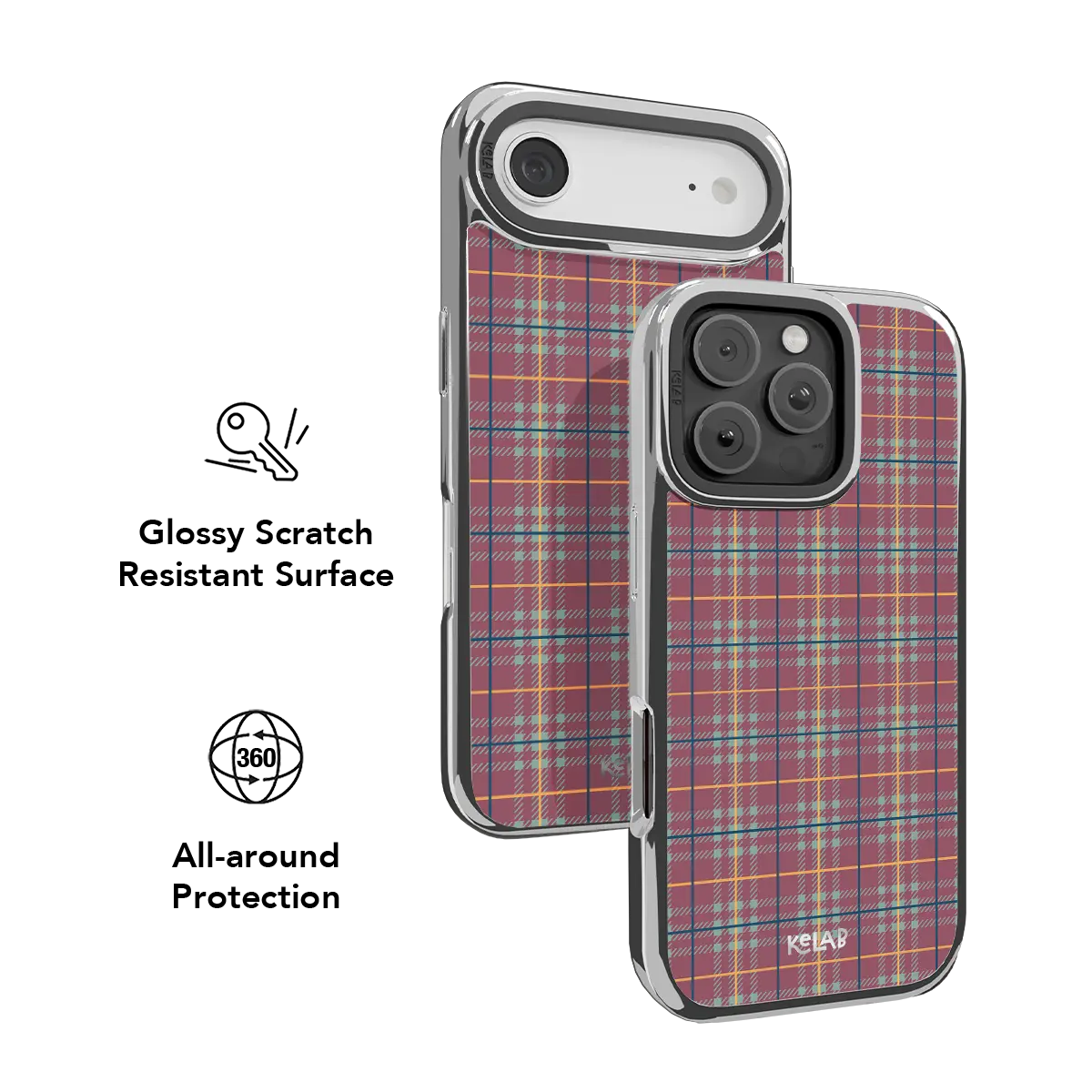Mullberry Hue | Mauve & Teal Plaid iPhone Case