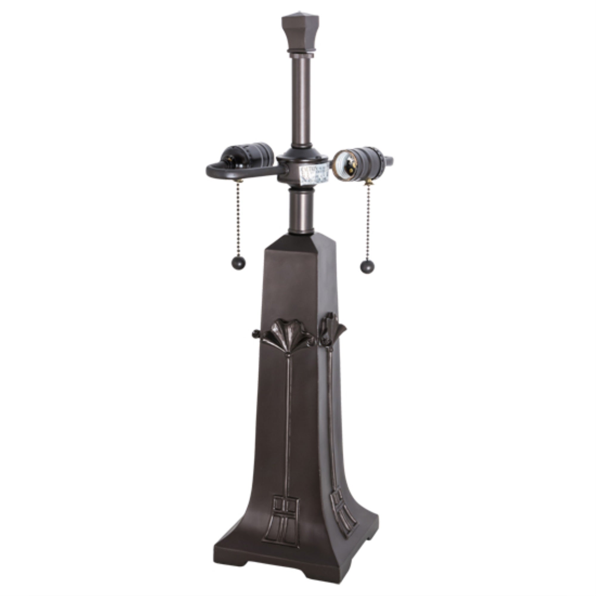 Meyda Tiffany Two Light Lamp Base, Mahogany Bronze Finish, Metal, Model 77673, 9 inches