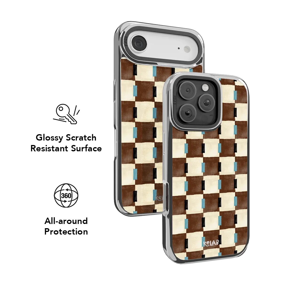 Cerulean Check | Blue & Brown Checkered iPhone Case
