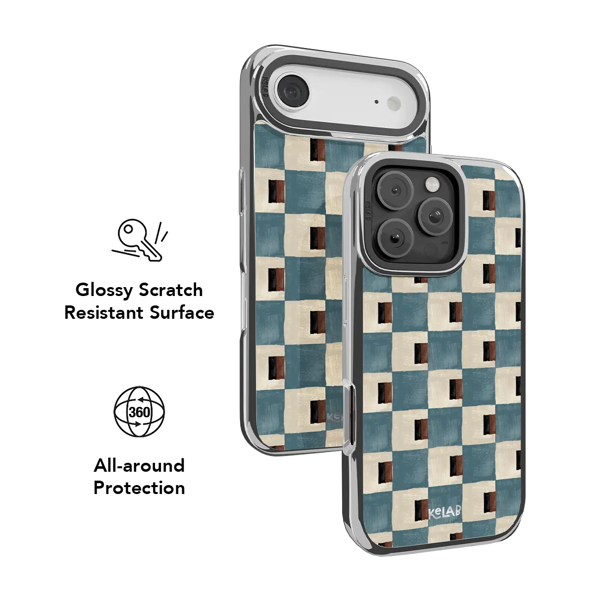 Terra Teal | Teal & Brown Checkered iPhone Case