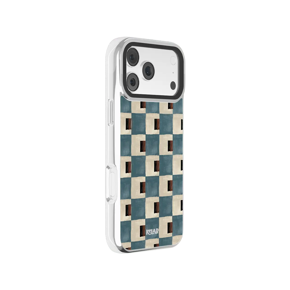 Terra Teal | Teal & Brown Checkered iPhone Case