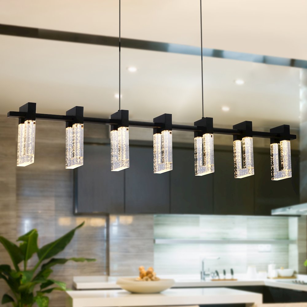 7-Light Pendant Lighting Height Adjustable Integrated Led Linear Chandelier