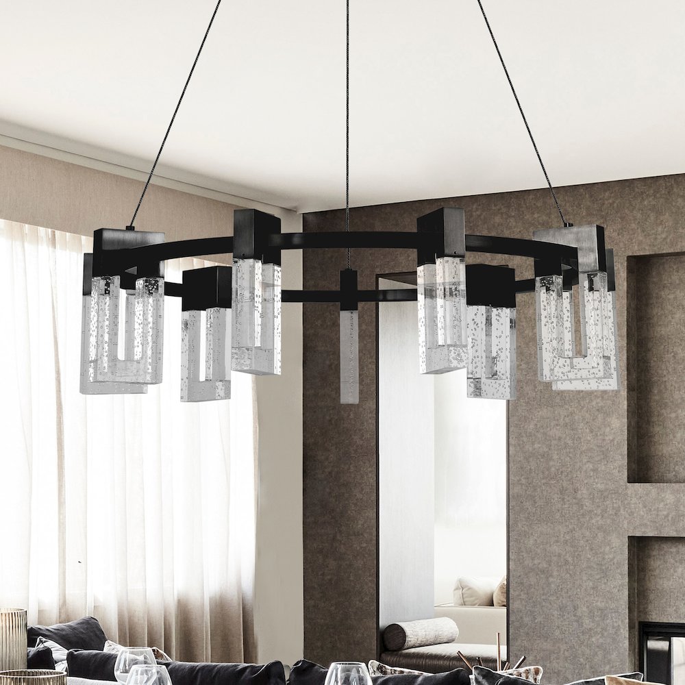 Vonn Sorrento 27&quot; 9-Light Adjustable Black Led Chandelier - Etl Certified Pendant Lighting