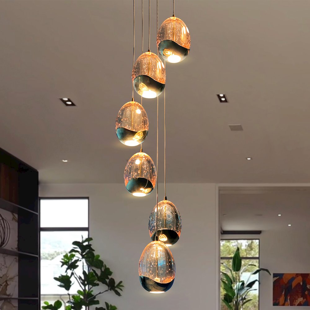 7-Light Pendant Lighting Height Adjustable Integrated Led Chandelier