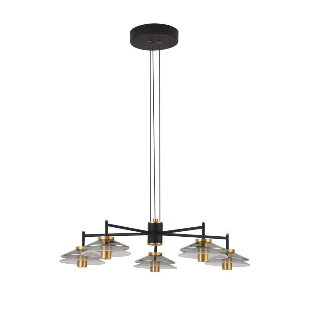 5-Light Pendant Lighting Height Adjustable Integrated Led Black Chandelier