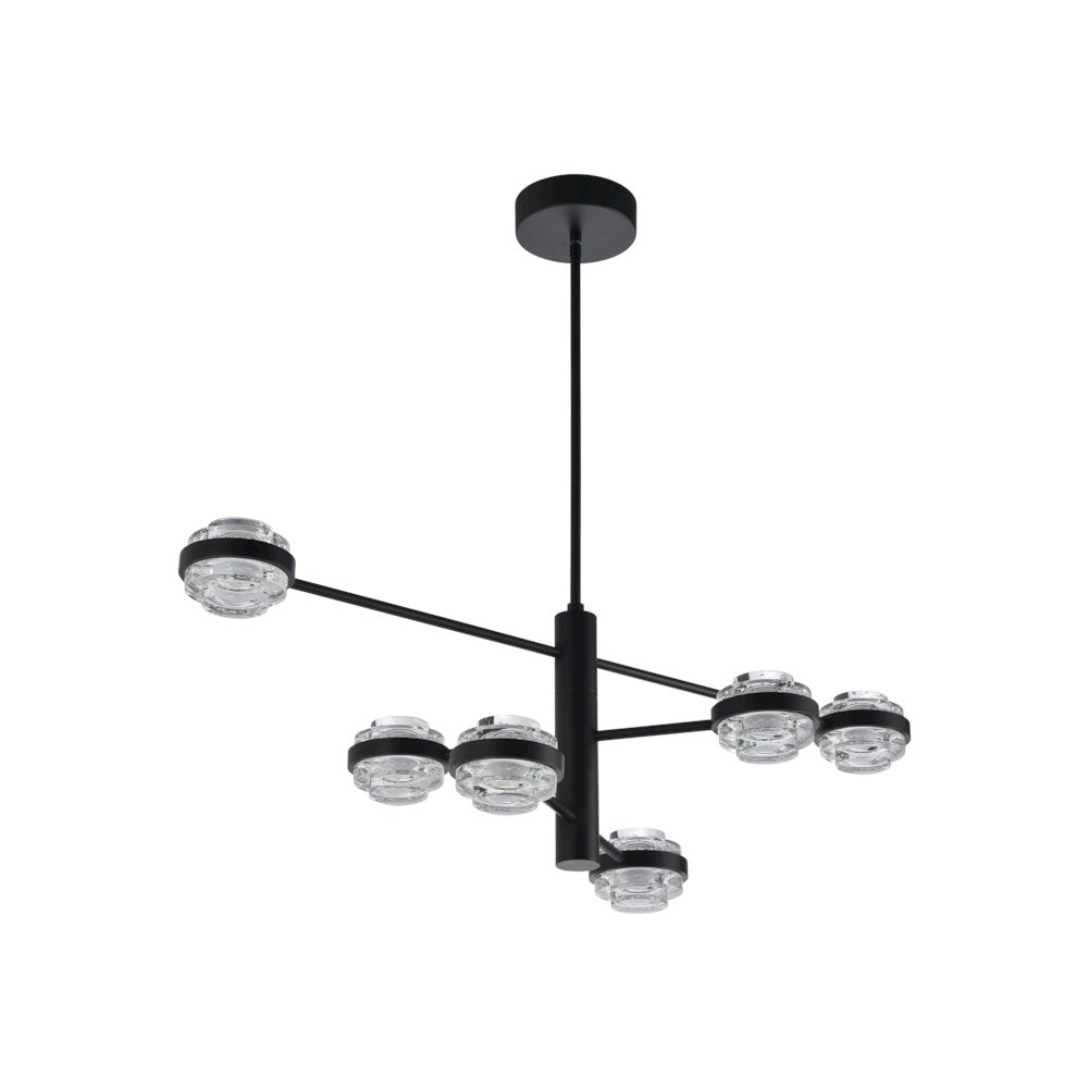6-Light Pendant Lighting Integrated Led Chandelier In Black