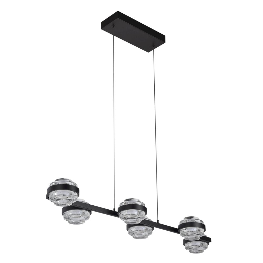 6-Light Pendant Lighting Height Adjustable Integrated Led Linear Chandelier