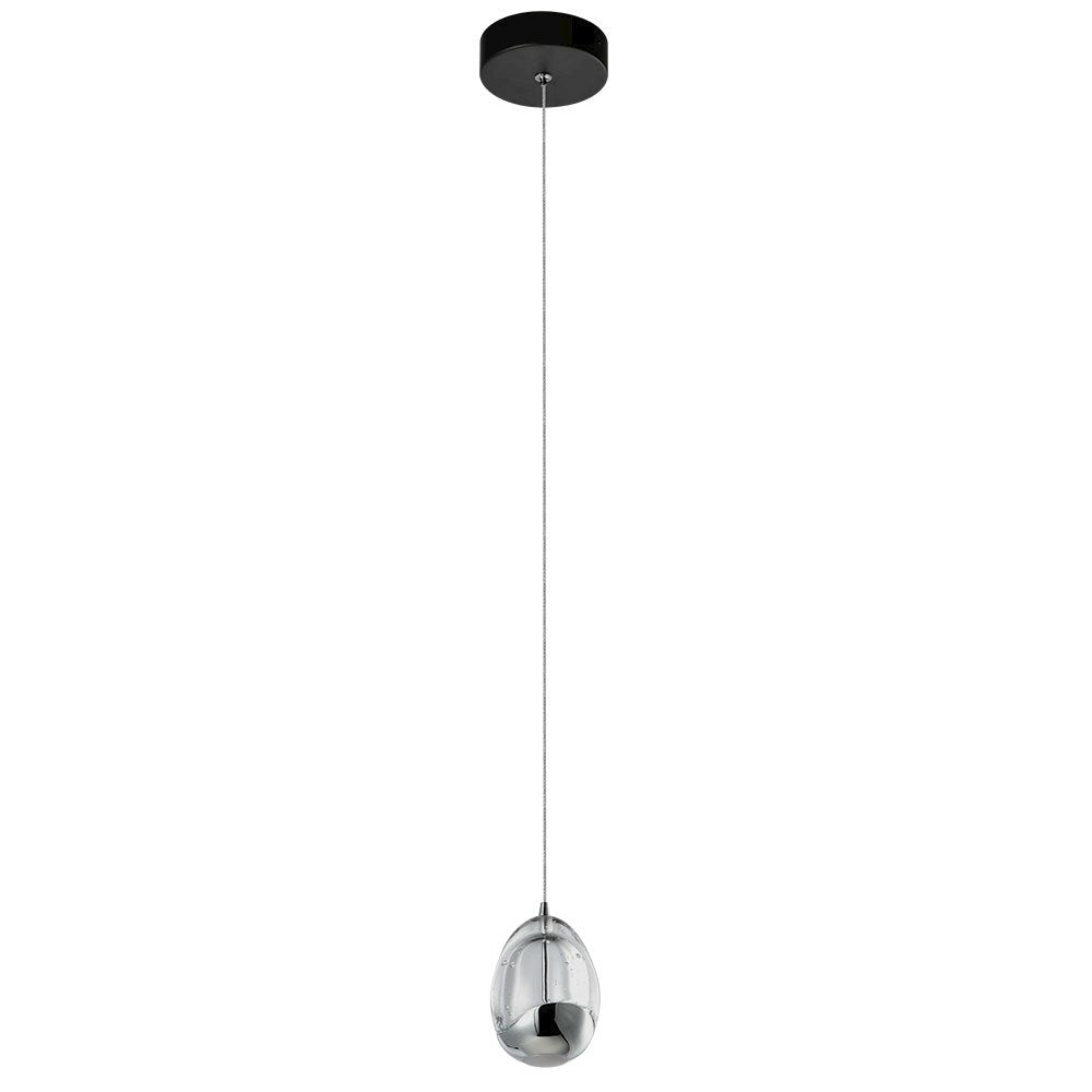 Integrated Led Height Adjustable Pendant Light With Clear Glass Shade In Black