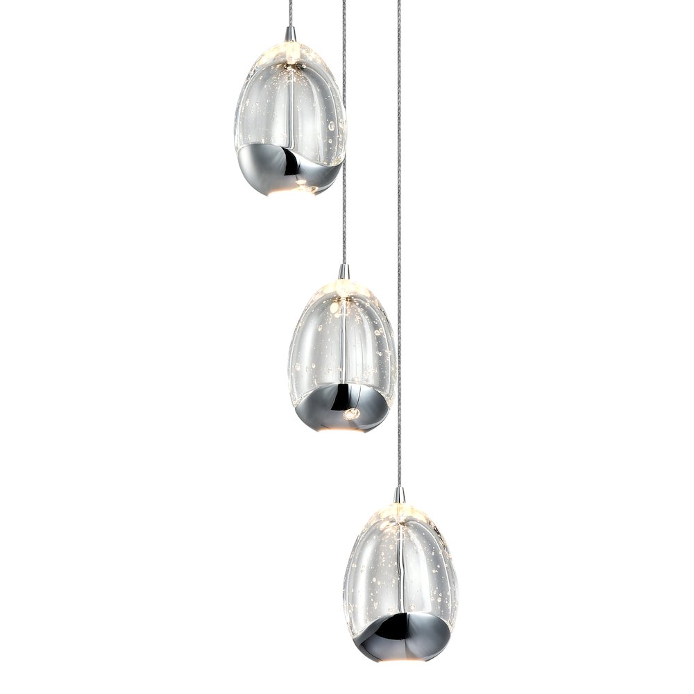 3-Light Integrated Led Pendant Lighting Height Adjustable Chandelier