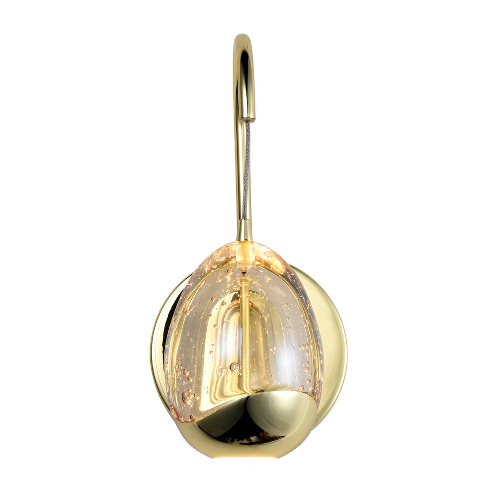 Integrated Led Wall Sconce Light With Champagne Glass Shade In Gold