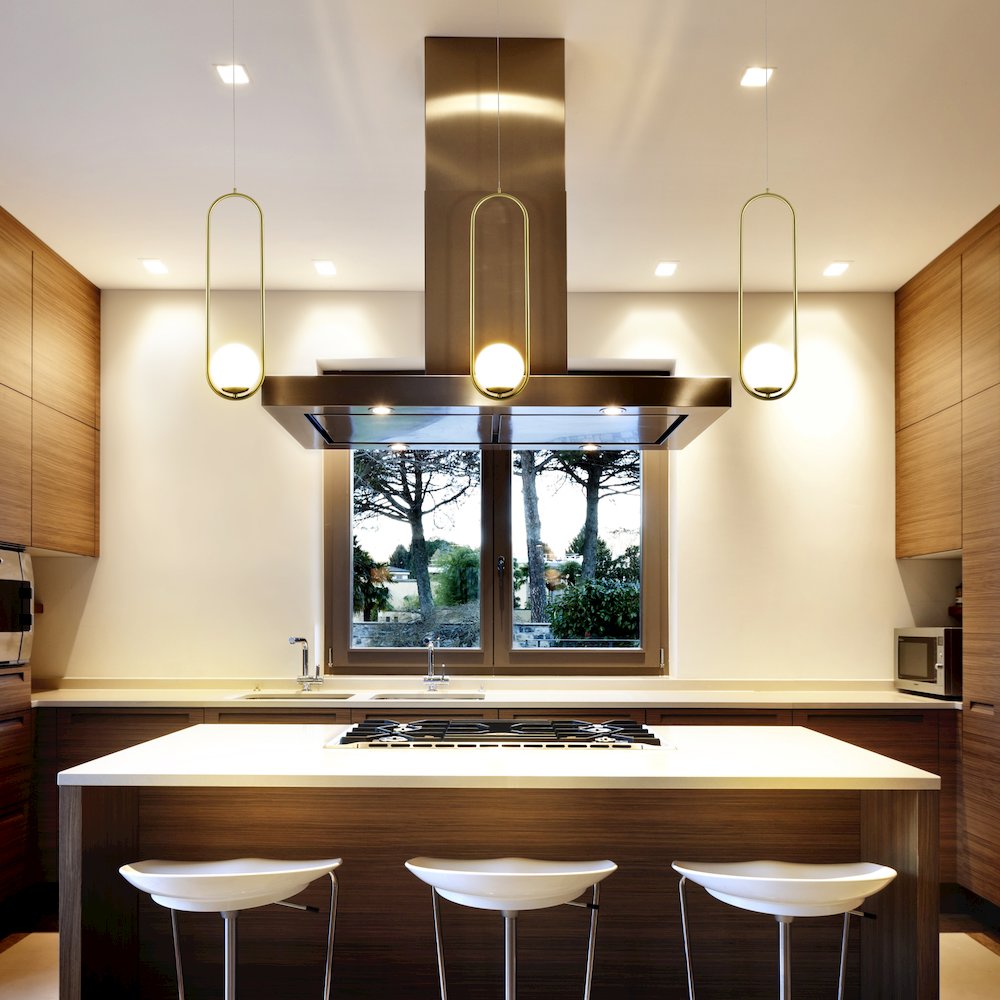 Vonn Capri 7&quot; Led Pendant Light, Height Adjustable, Antique Brass & Glass Shade