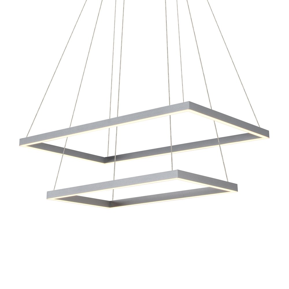 Integrated Led Chandelier Height Adjustable Two-Tier Pendant Light In Silver