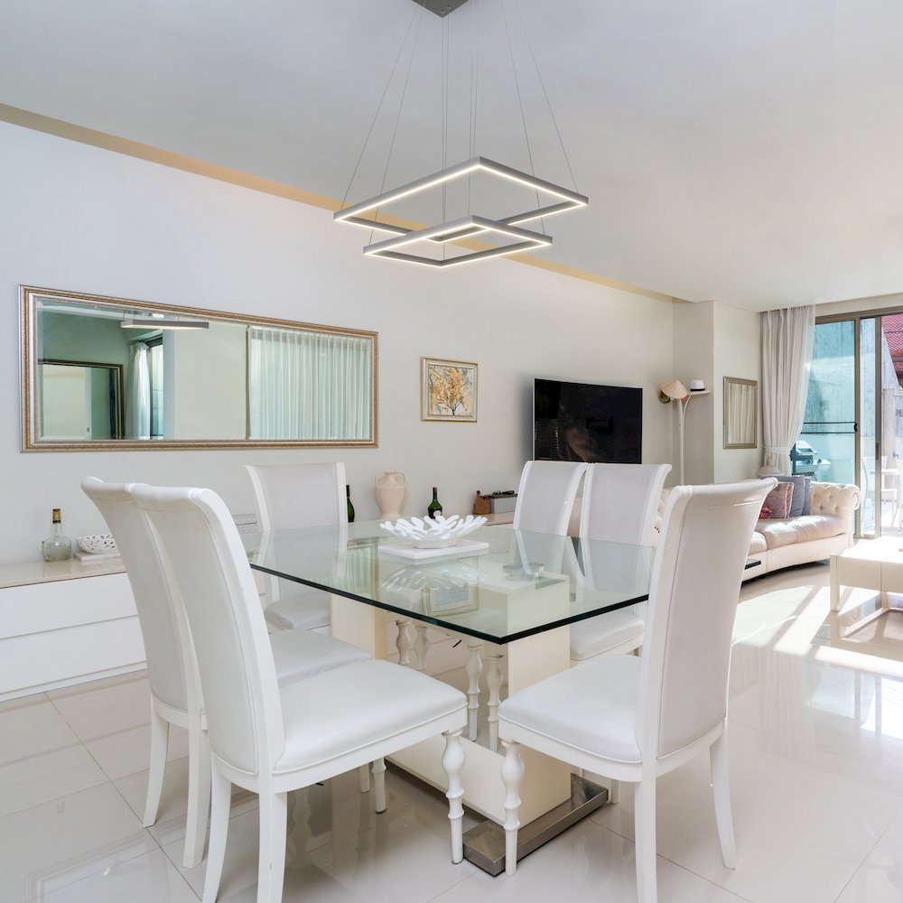 Integrated Led Chandelier Height Adjustable Two-Tier Pendant Light In Silver