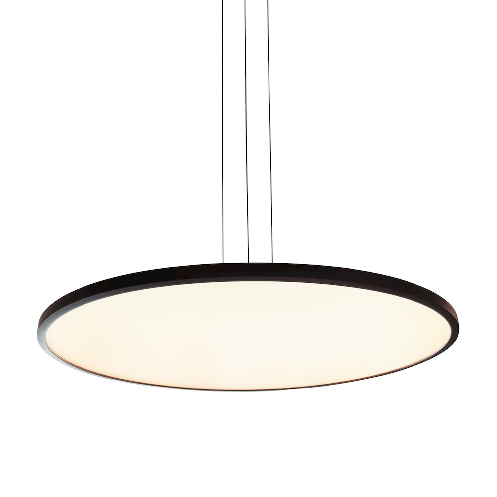 Integrated Led Pendant Light Height Adjustable Disc Chandelier In Black