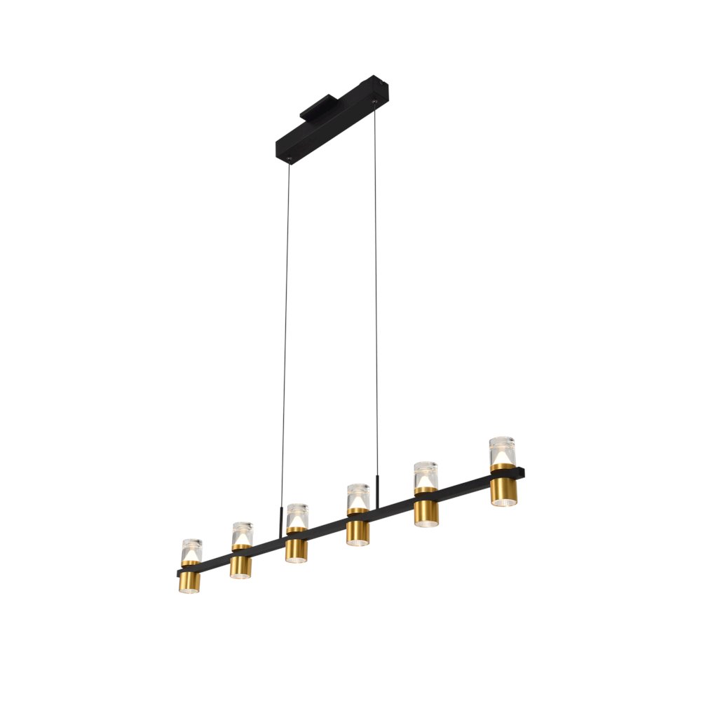 6-Light Pendant Lighting Height Adjustable Integrated Led Black Chandelier