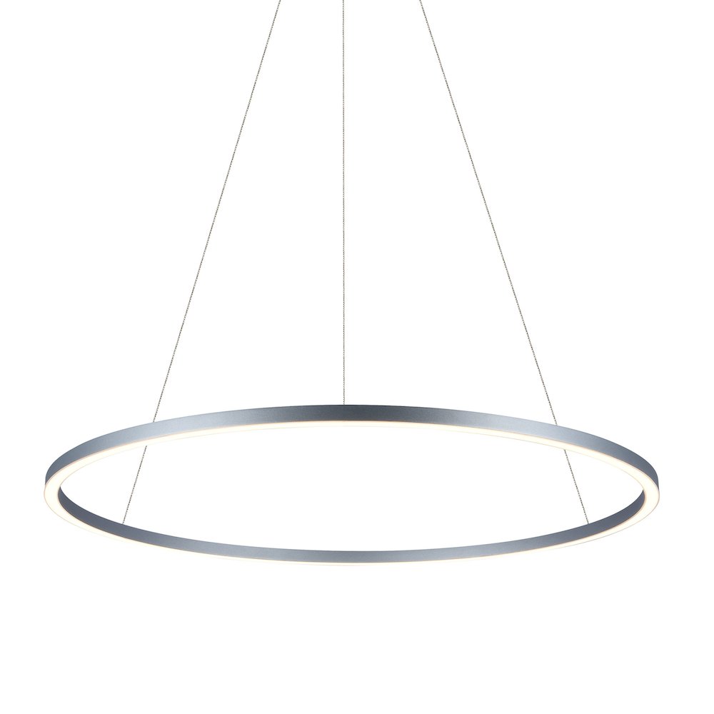 Integrated Led Chandelier Height Adjustable Circular Pendant Light In Silver