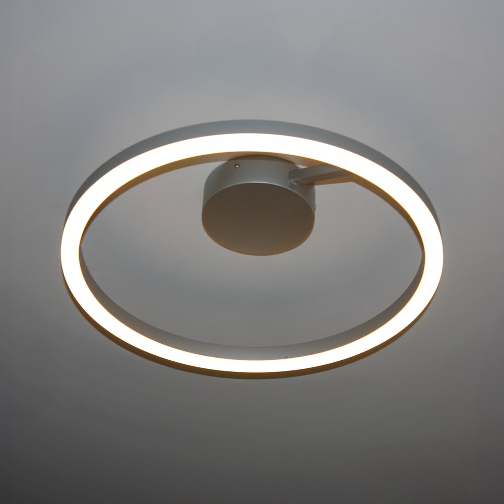 Integrated Led Ceiling Lighting Modern Circular Semi Flush In Silver