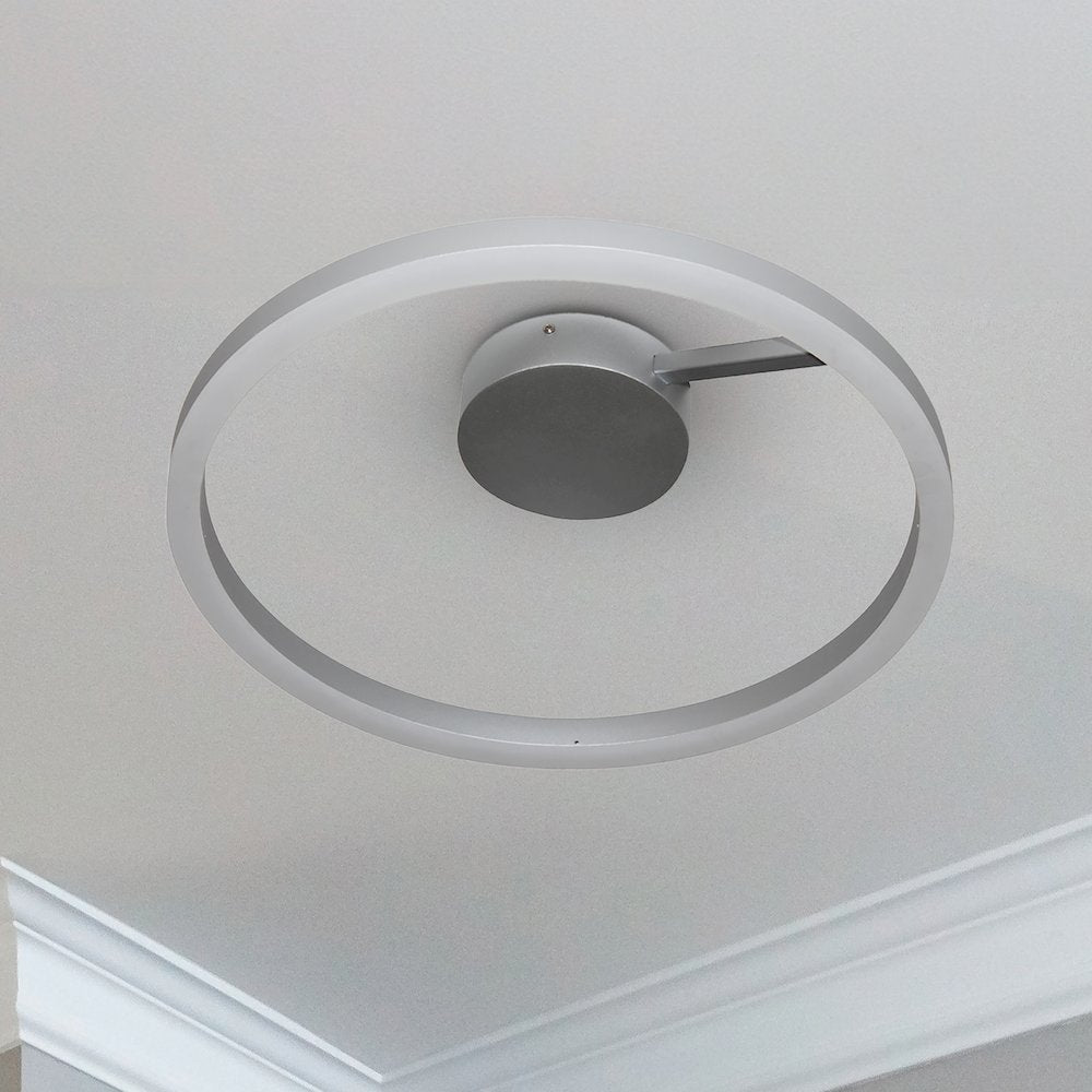 Integrated Led Ceiling Lighting Modern Circular Semi Flush In Silver